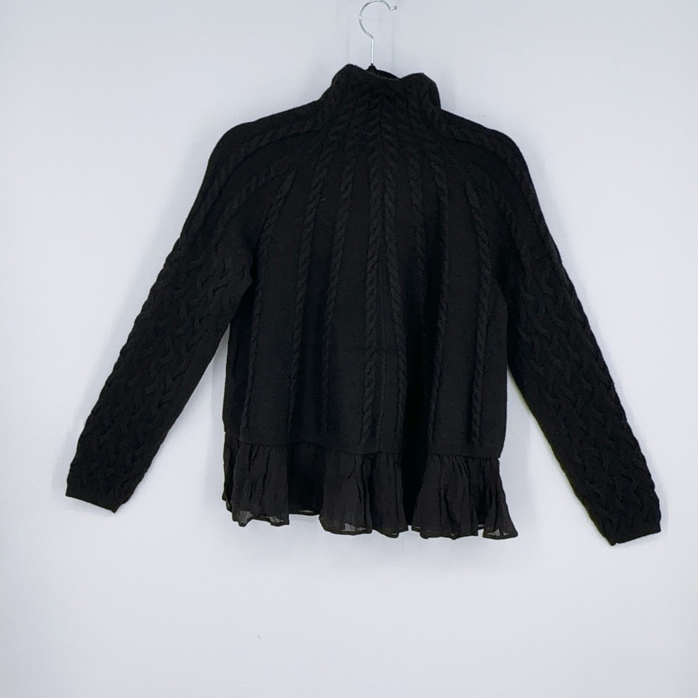 By Anthropologie Mock-Neck Sheer Mixed Media Sweater Size S - Picture 9 of 9